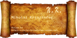 Nikolai Krisztofer névjegykártya